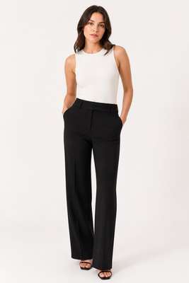 Black high-waist trousers, triple button detail | Pre-Loved | Why Go Less