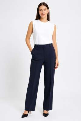 Navy blue straight-leg formal trousers | Pre-Loved | Why Go Less