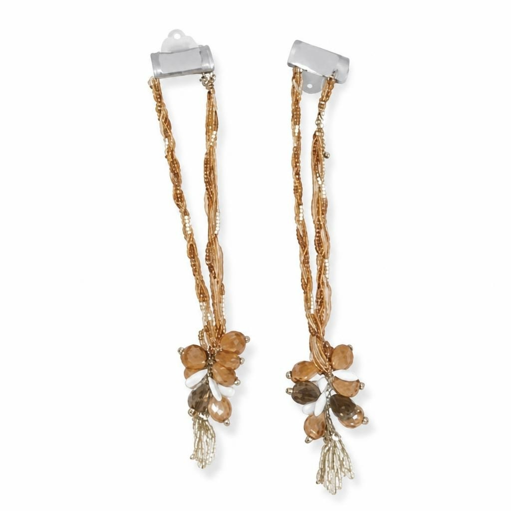 Beaded multi-strand necklace with shell pendant - white studio shot, second-hand at Why Go Less, Dekwaneh, Lebanon