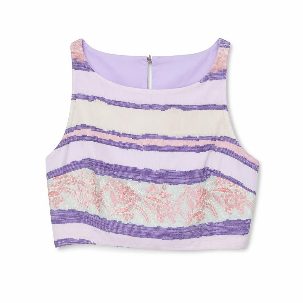 Lilac Crop Top and Wide-Leg Pants Co-ord Set - white studio shot, second-hand at Why Go Less, Dekwaneh, Lebanon