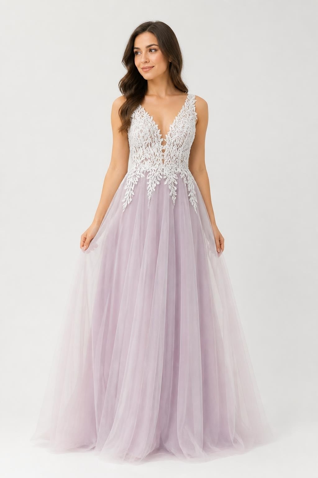 Lilac Tulle Gown White Lace Appliqué Bodice | Pre-Loved | Why Go Less
