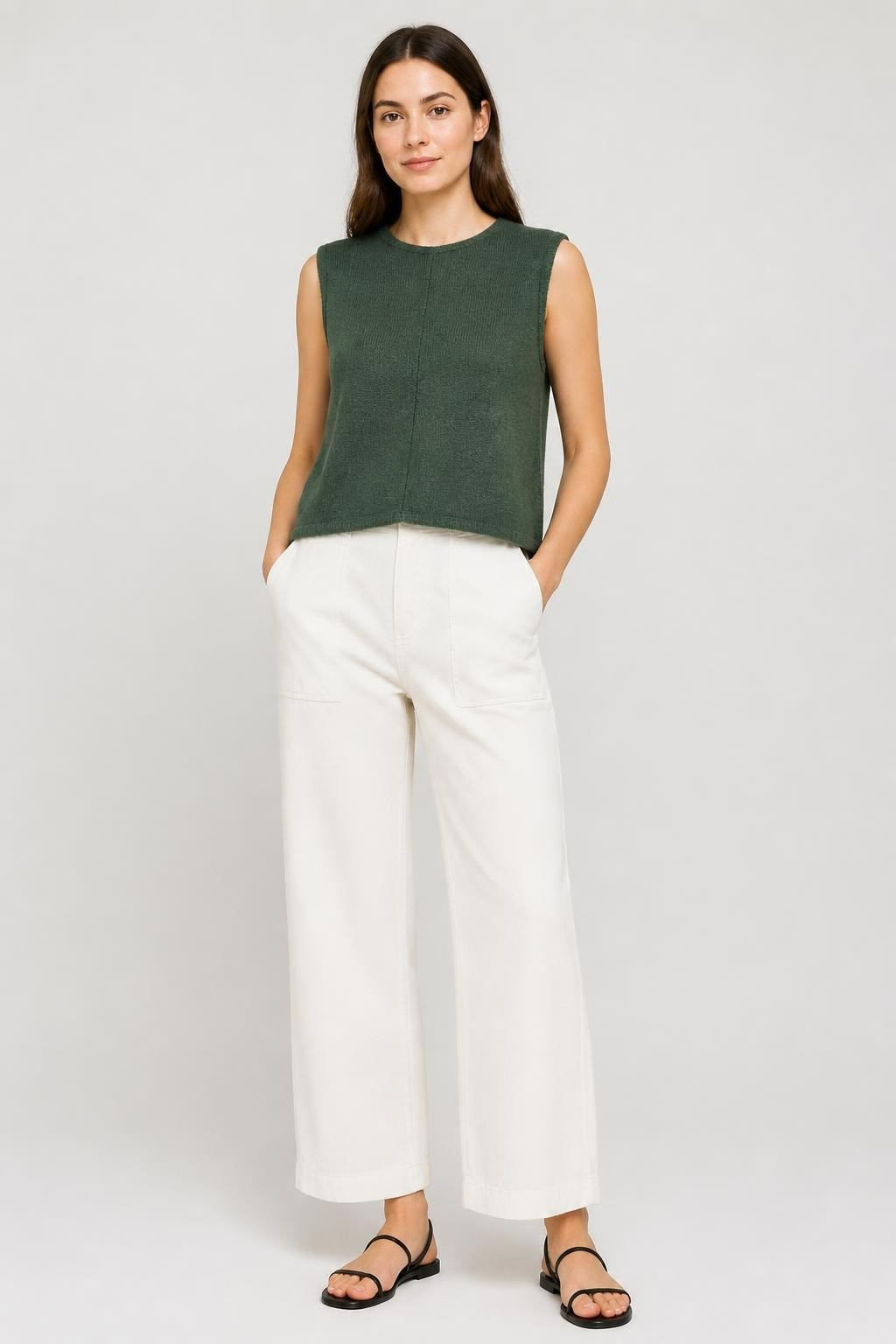 Forest Green Ribbed Knit Sleeveless Top | Pre-Loved | Why Go Less