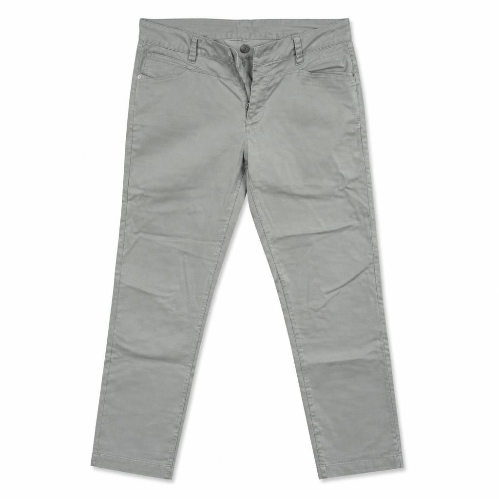 Gray slim chino capri pants, Gaya brand - white studio shot, second-hand at Why Go Less, Dekwaneh, Lebanon