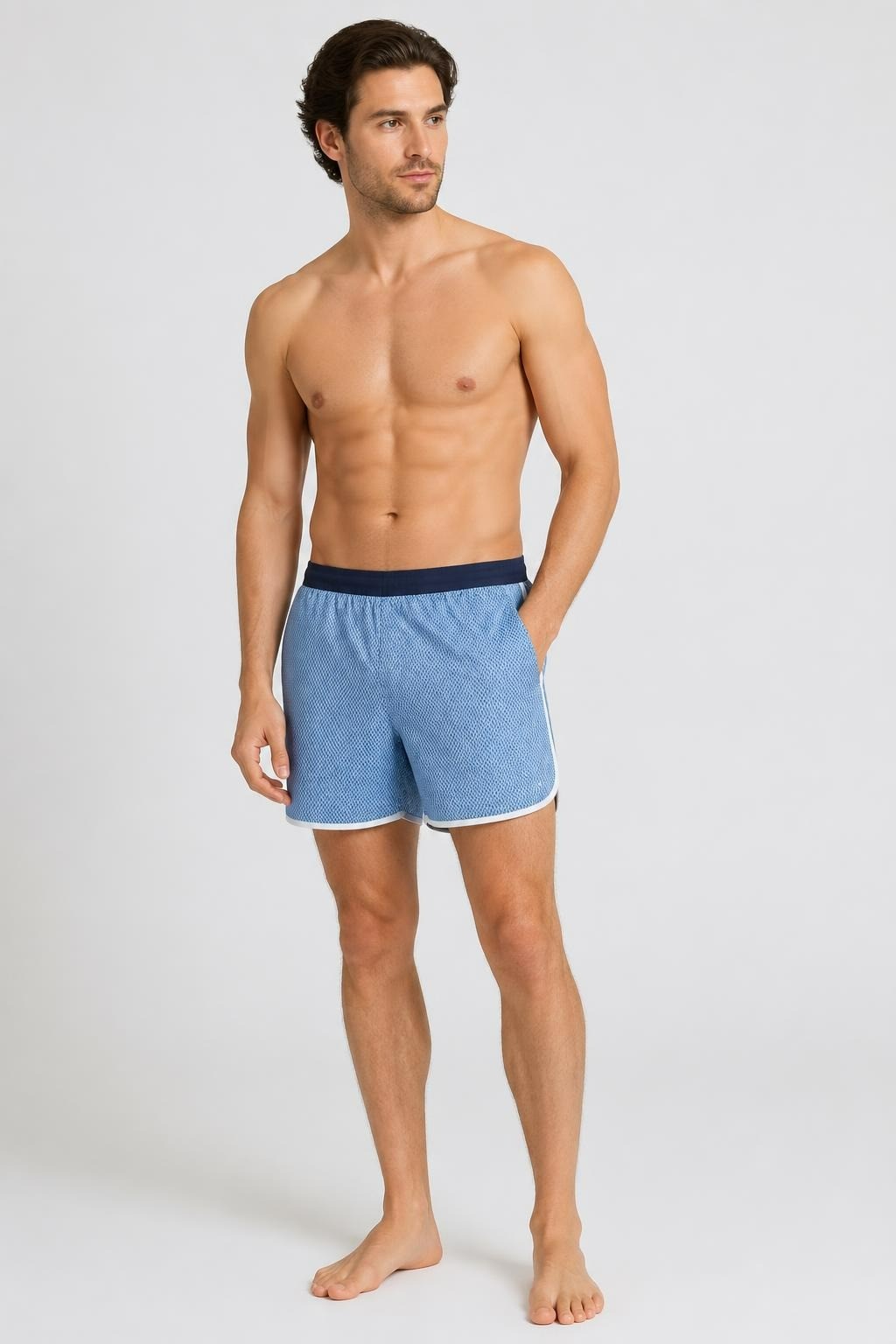 Armani Exchange blue patterned swim shorts | Pre-Loved | Why Go Less