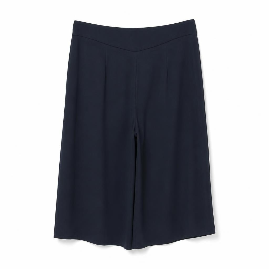 Navy Wide-Leg Culottes Trousers, no brand visible - white studio shot, second-hand at Why Go Less, Dekwaneh, Lebanon