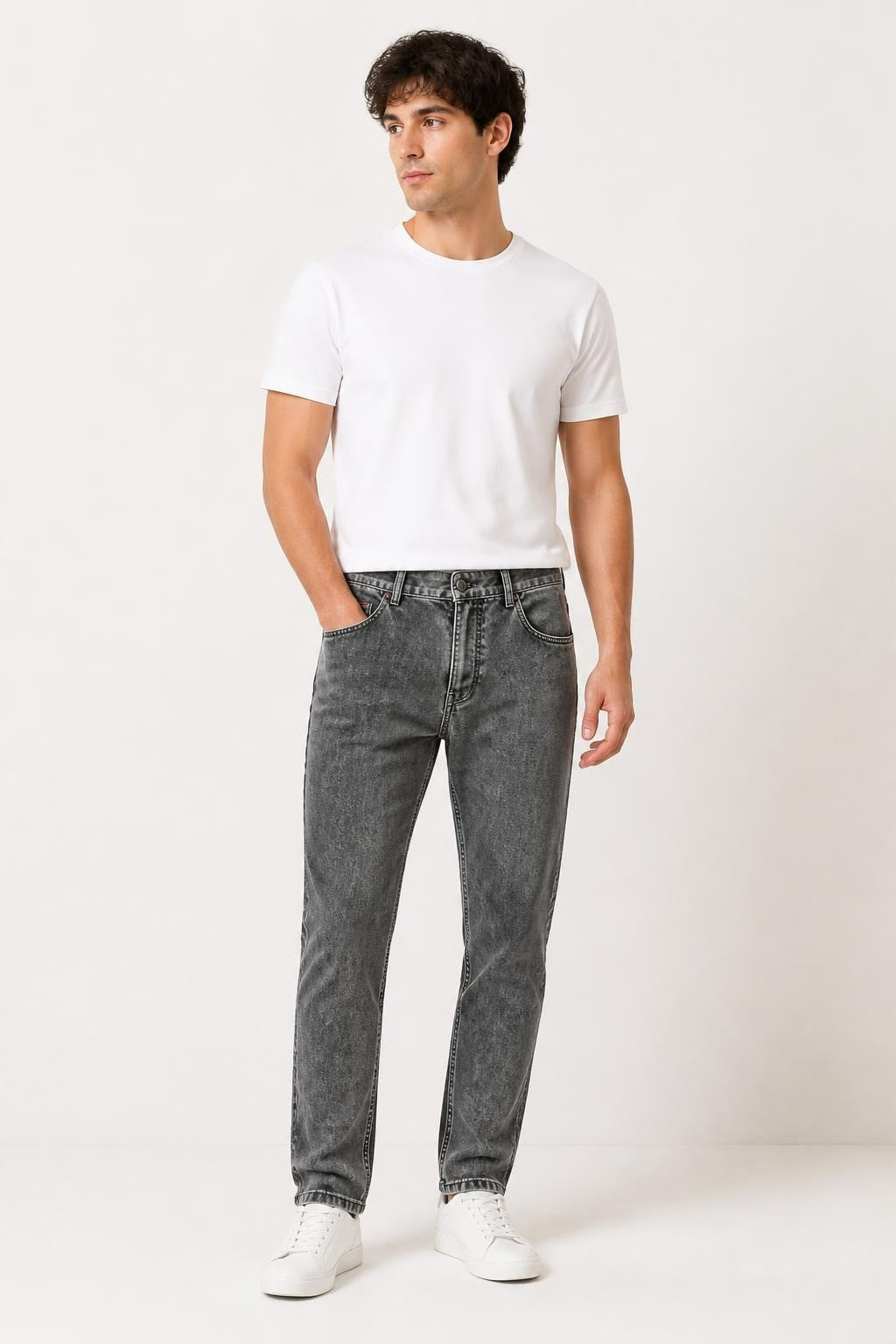 Newman grey washed straight jeans, men's M | Pre-Loved | Why Go Less