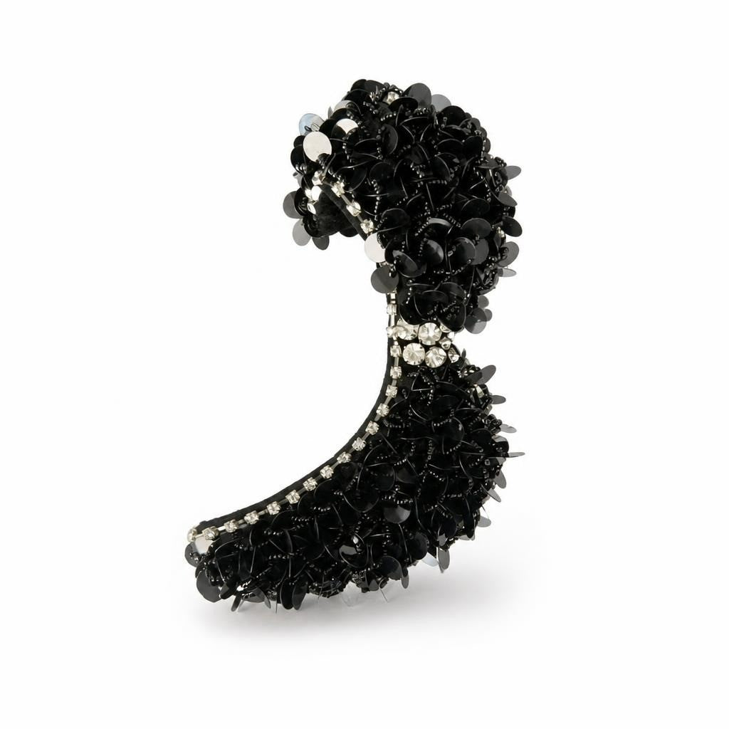 Black sequin embellished rhinestone headband - white studio shot, second-hand at Why Go Less, Dekwaneh, Lebanon
