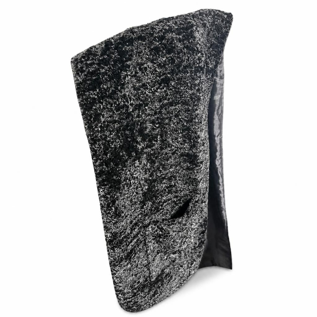 Black textured boucle coat with satin lining - white studio shot, second-hand at Why Go Less, Dekwaneh, Lebanon