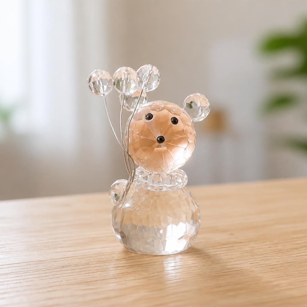 Swarovski-style crystal bear figurine with balloons | Pre-Loved | Why Go Less