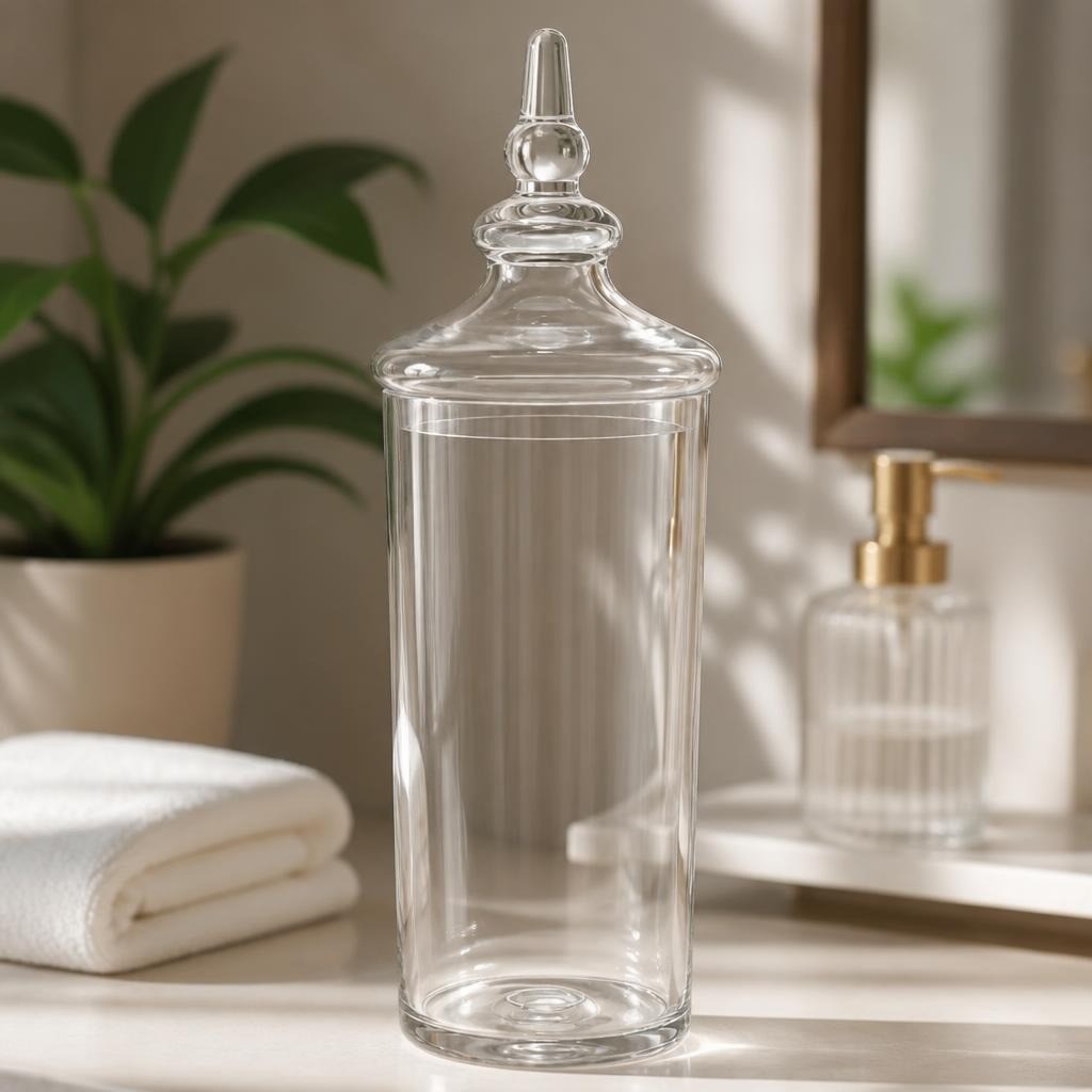 Bocal d'apothicaire en verre transparent avec couvercle, haut | D'occasion | Pourquoi se contenter de moins
