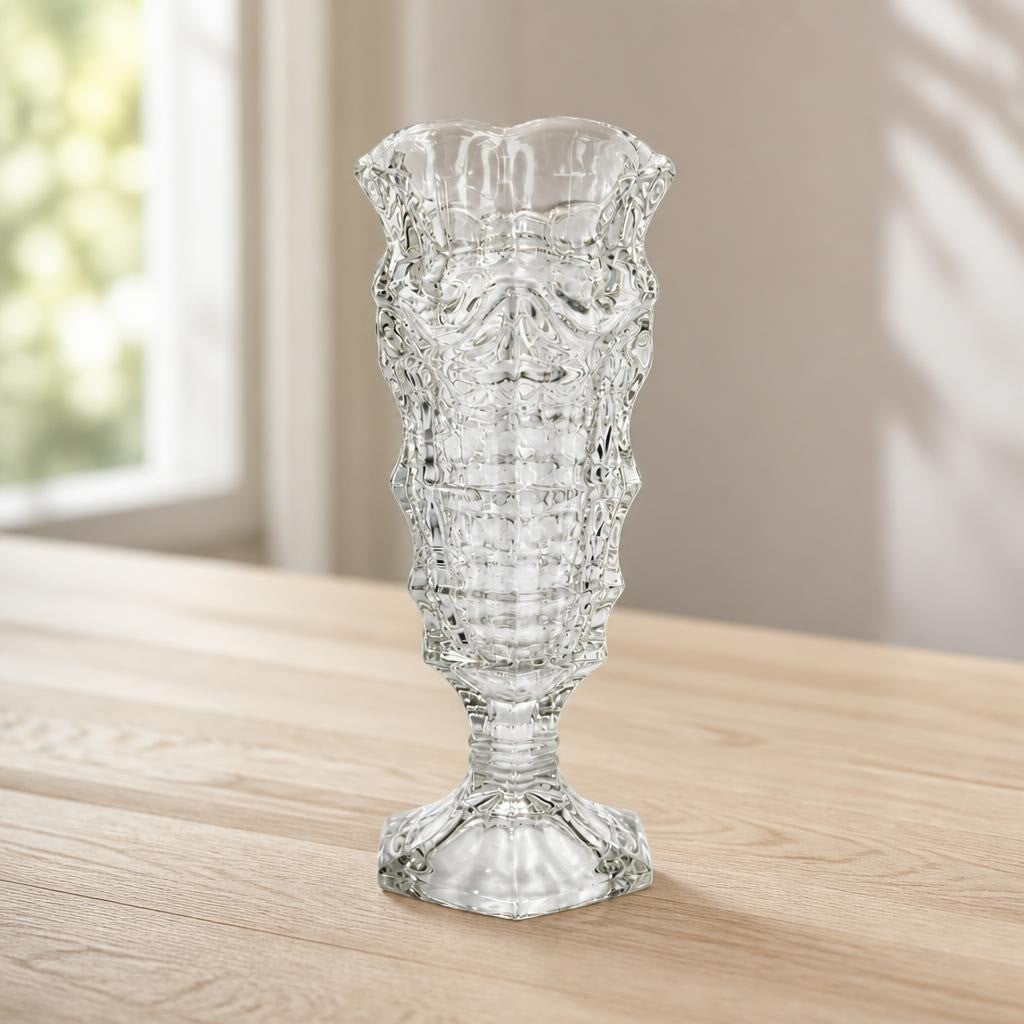 Vase décoratif en verre pressé transparent | Seconde main | Pourquoi faire moins ?