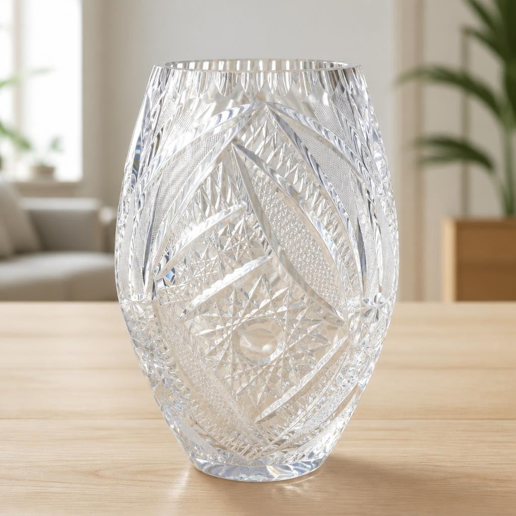 Grand vase en cristal taillé, lourd | Seconde main | Pourquoi faire moins bien