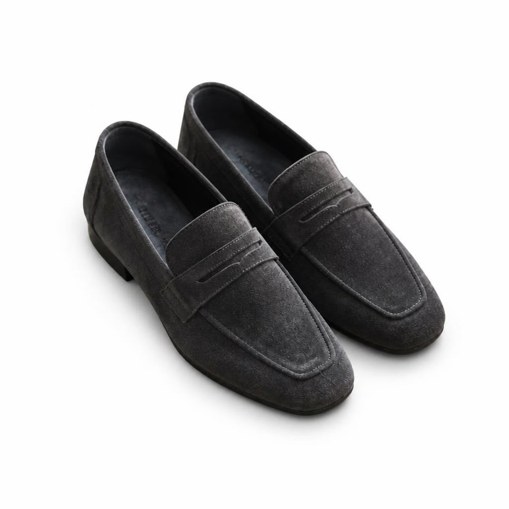 L'Asola dark brown suede penny loafers, men's - white studio shot, second-hand at Why Go Less, Dekwaneh, Lebanon