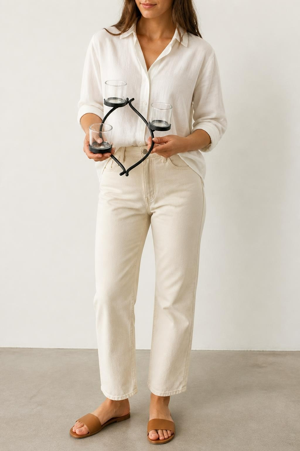 Cream cargo pants, zip pockets, elasticated hem | Pre-Loved | Why Go Less