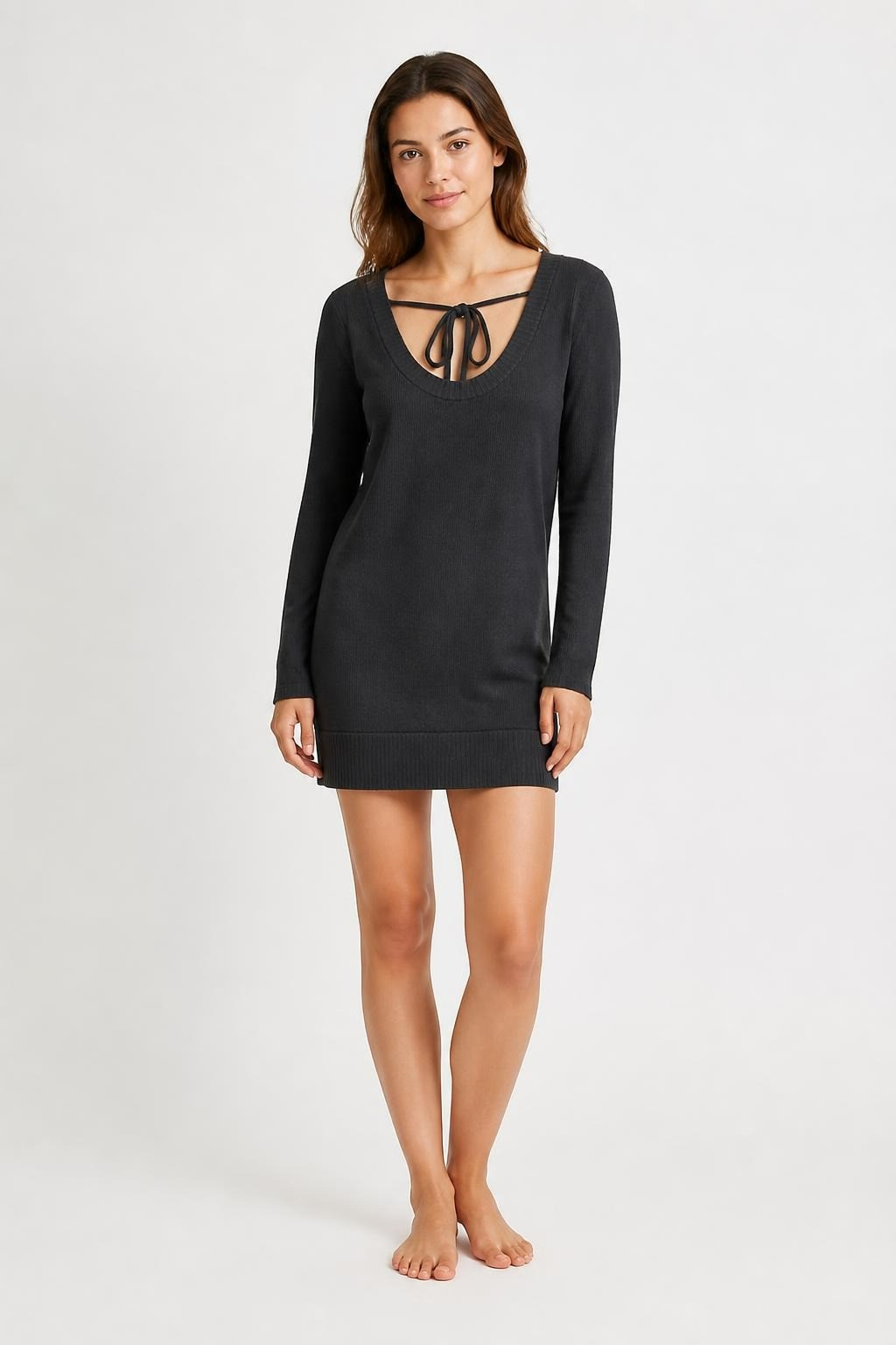 Robe courte en maille côtelée gris foncé | Occasion | Pourquoi moins
