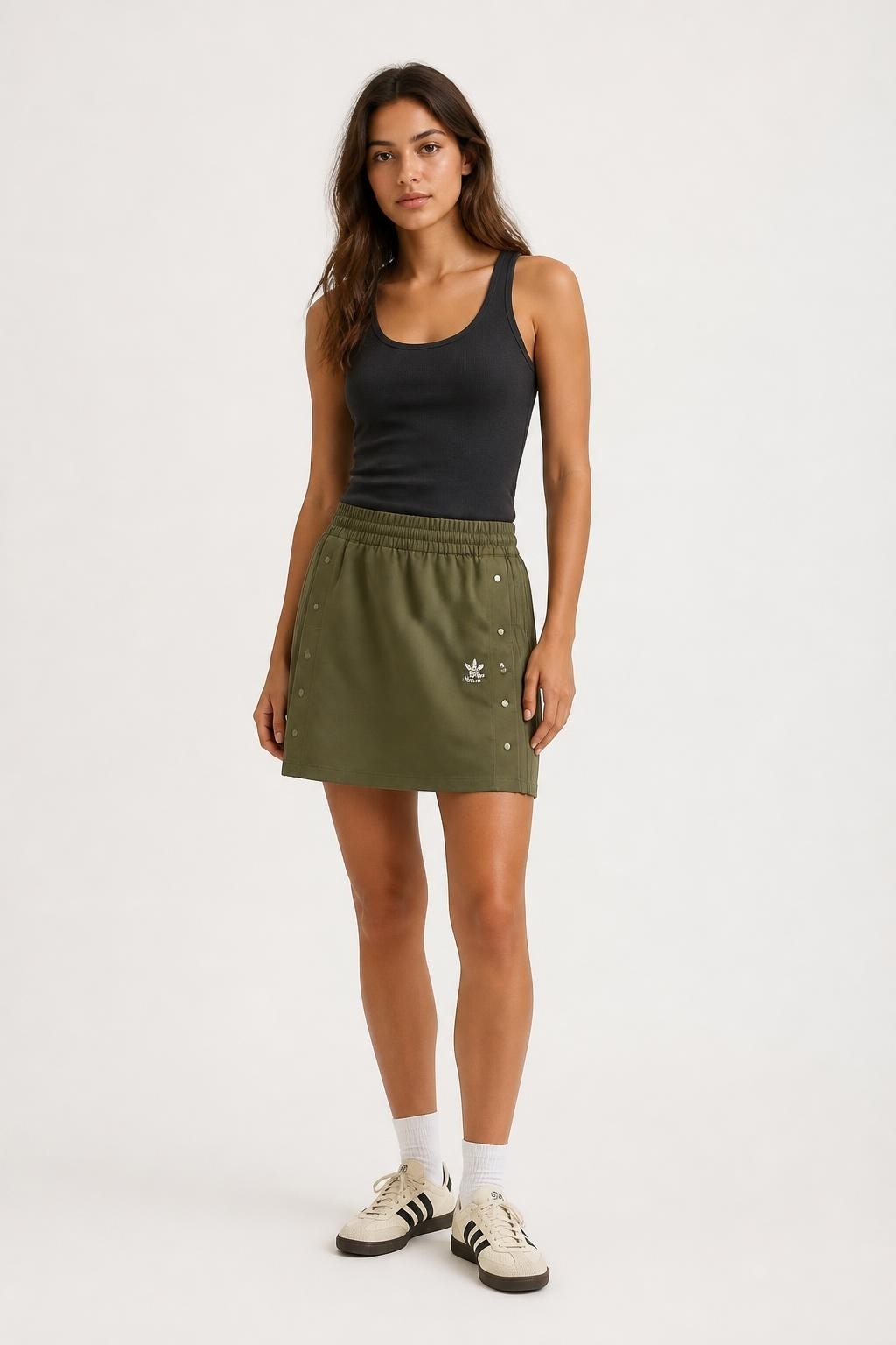 Adidas Originals olive snap skirt, size unknown | Pre-Loved | Why Go Less