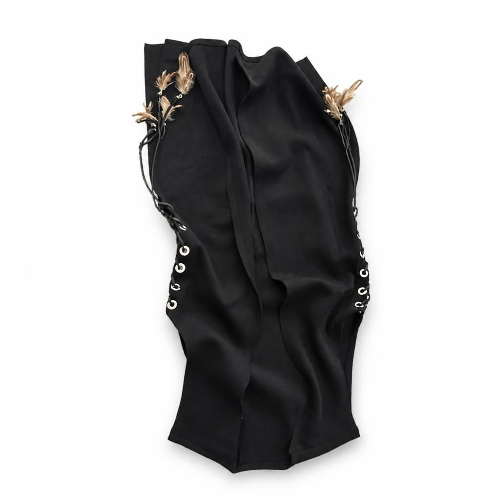 Zara Basic Black embroidered lace-up Cardigan, feather - white studio shot, second-hand at Why Go Less, Dekwaneh, Lebanon
