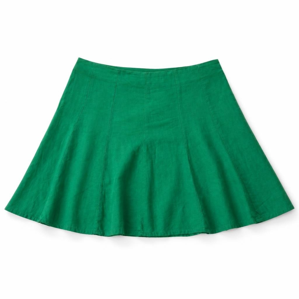 zara Green A-Line Flared Mini Skirt, Size xs 24 - white studio shot, second-hand at Why Go Less, Dekwaneh, Lebanon