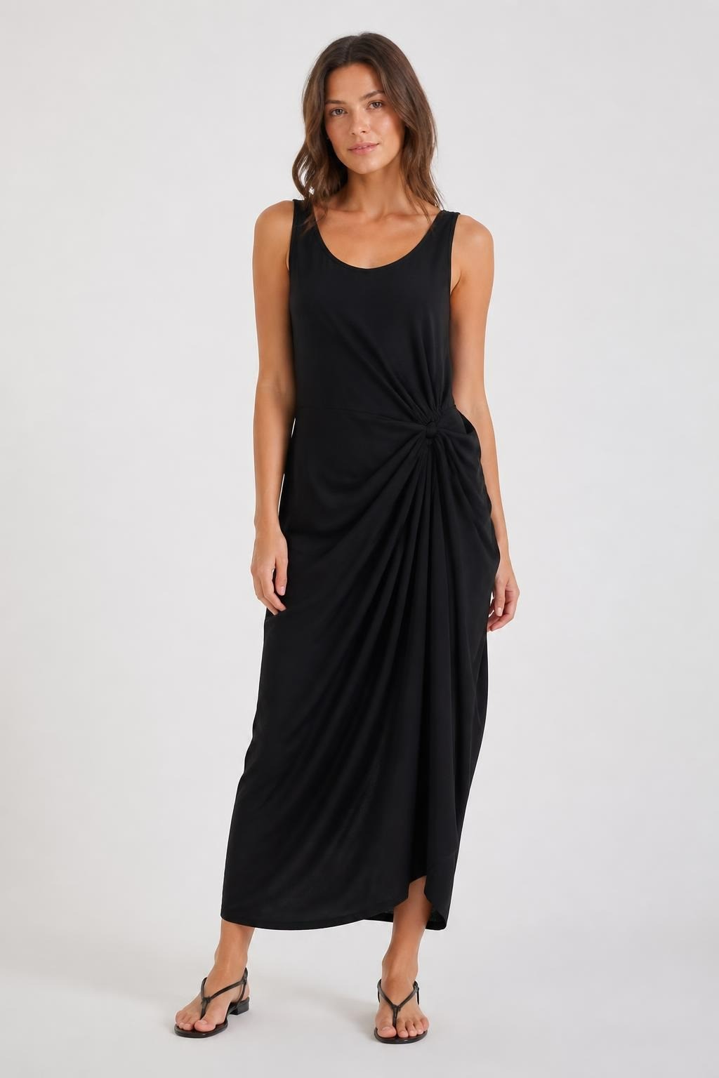 PrettyLittleThing black ruched satin midi dress | Pre-Loved | Why Go Less