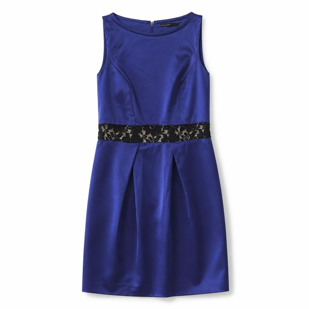 Karen Millen royal blue lace-waist dress, UK10 - white studio shot, second-hand at Why Go Less, Dekwaneh, Lebanon