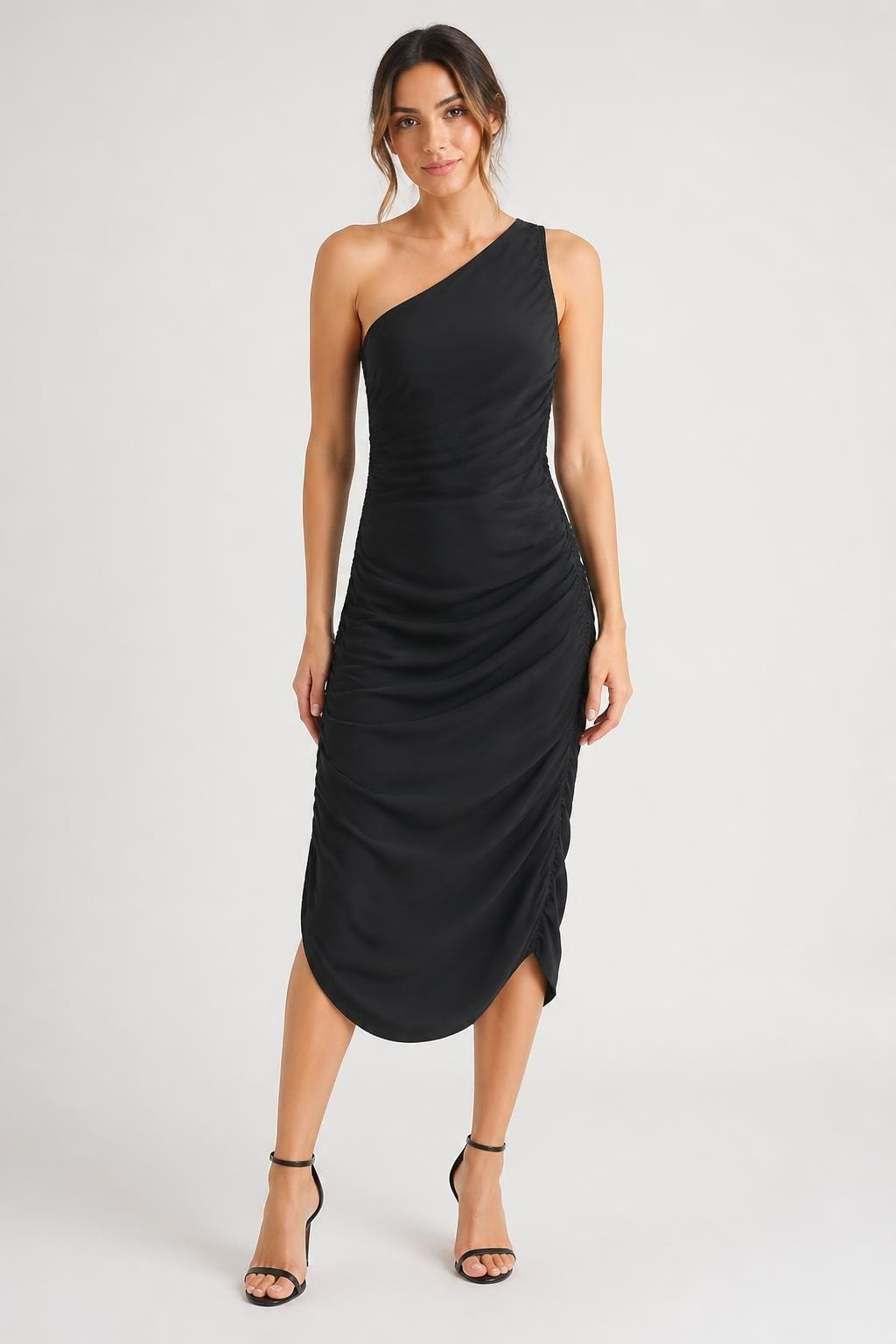 Armani Exchange Black One-Shoulder Ruched Mini Dress | Pre-Loved | Why Go Less