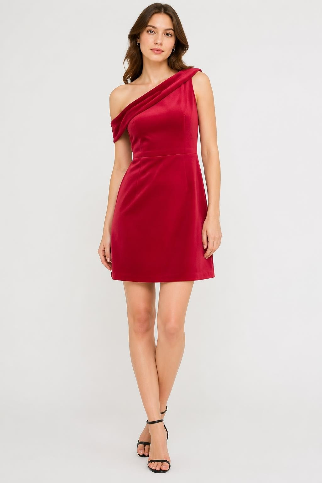 Red off-shoulder mini dress, structured fit | Pre-Loved | Why Go Less