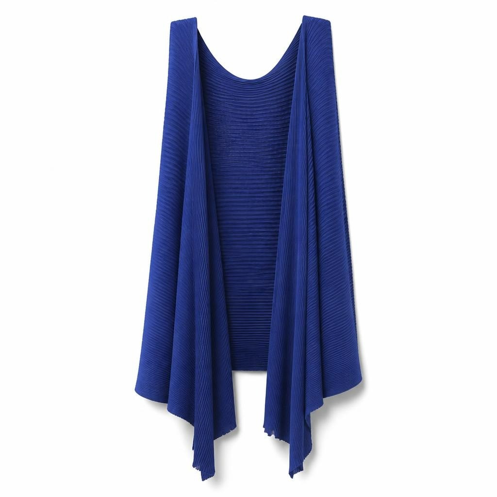 Twin Set royal blue ribbed cardigan/wrap top - white studio shot, second-hand at Why Go Less, Dekwaneh, Lebanon