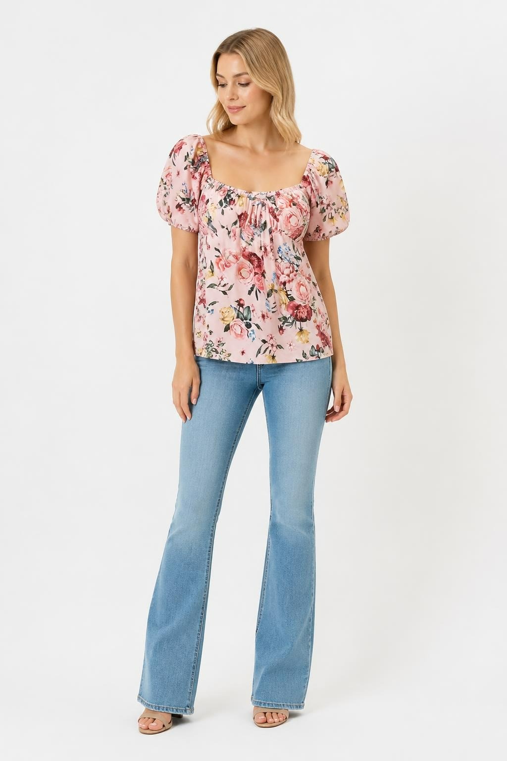 Haut à épaules dénudées floral rose Blue Rain, taille S | Seconde main | Pourquoi se contenter de moins