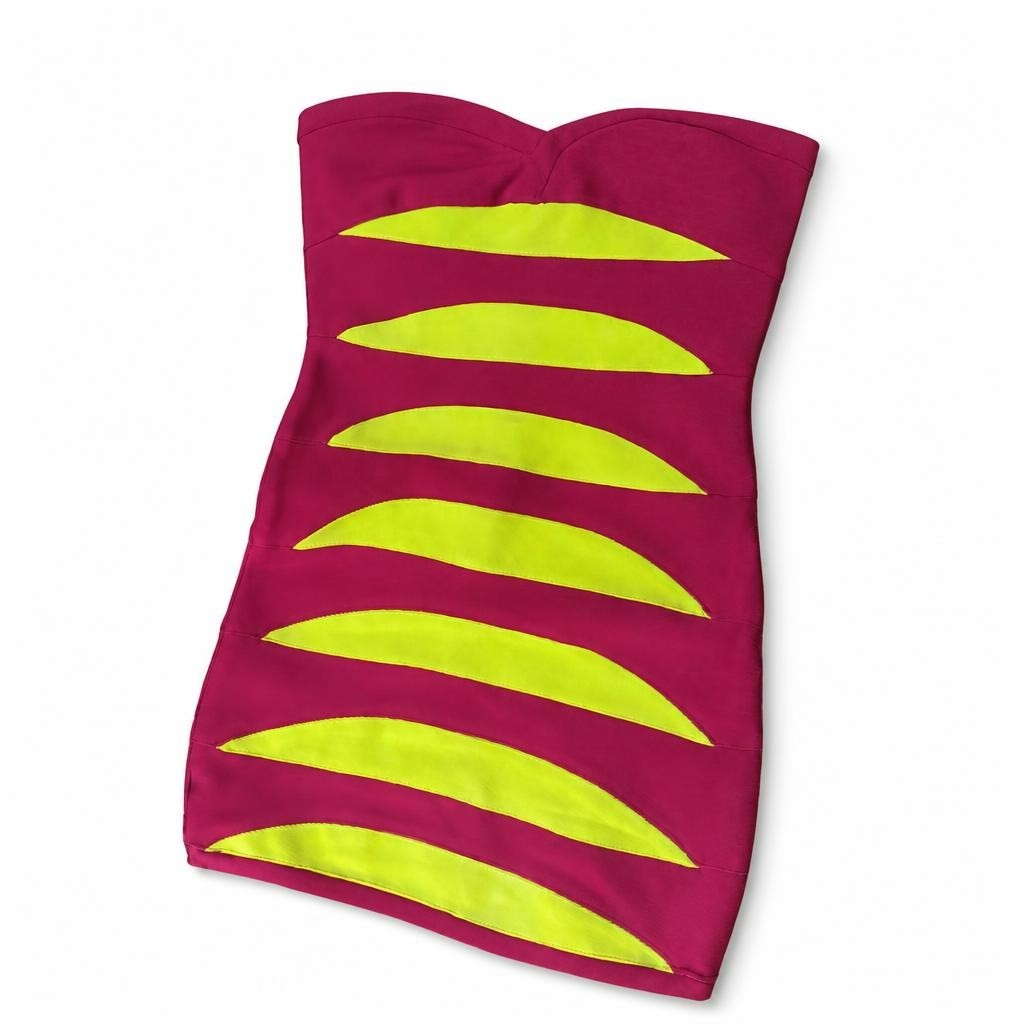 Wow Couture Strapless Bodycon Mini Dress Magenta M - white studio shot, second-hand at Why Go Less, Dekwaneh, Lebanon