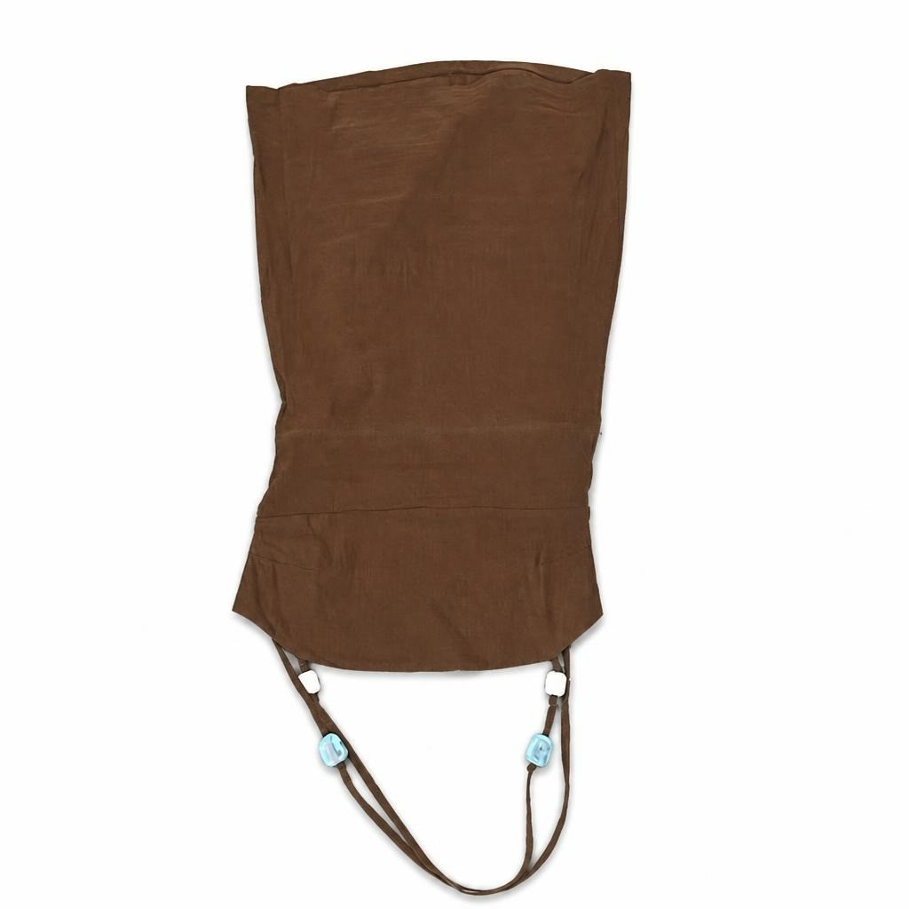 Zara Brown Strapless Top with Turquoise Bead Tie Detail - white studio shot, second-hand at Why Go Less, Dekwaneh, Lebanon