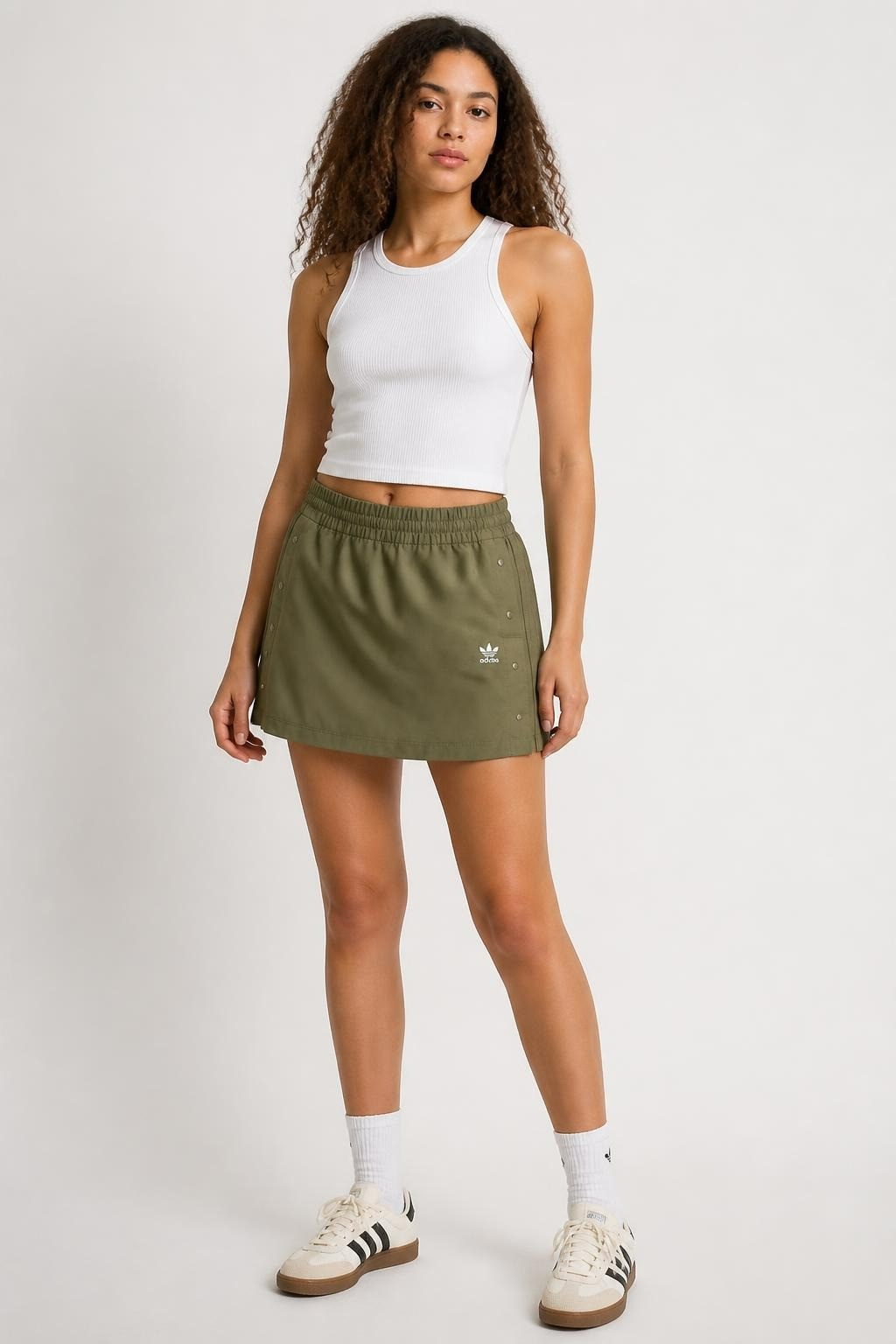 Adidas Originals Olive Snap Skirt, Trefoil | Pre-Loved | Why Go Less