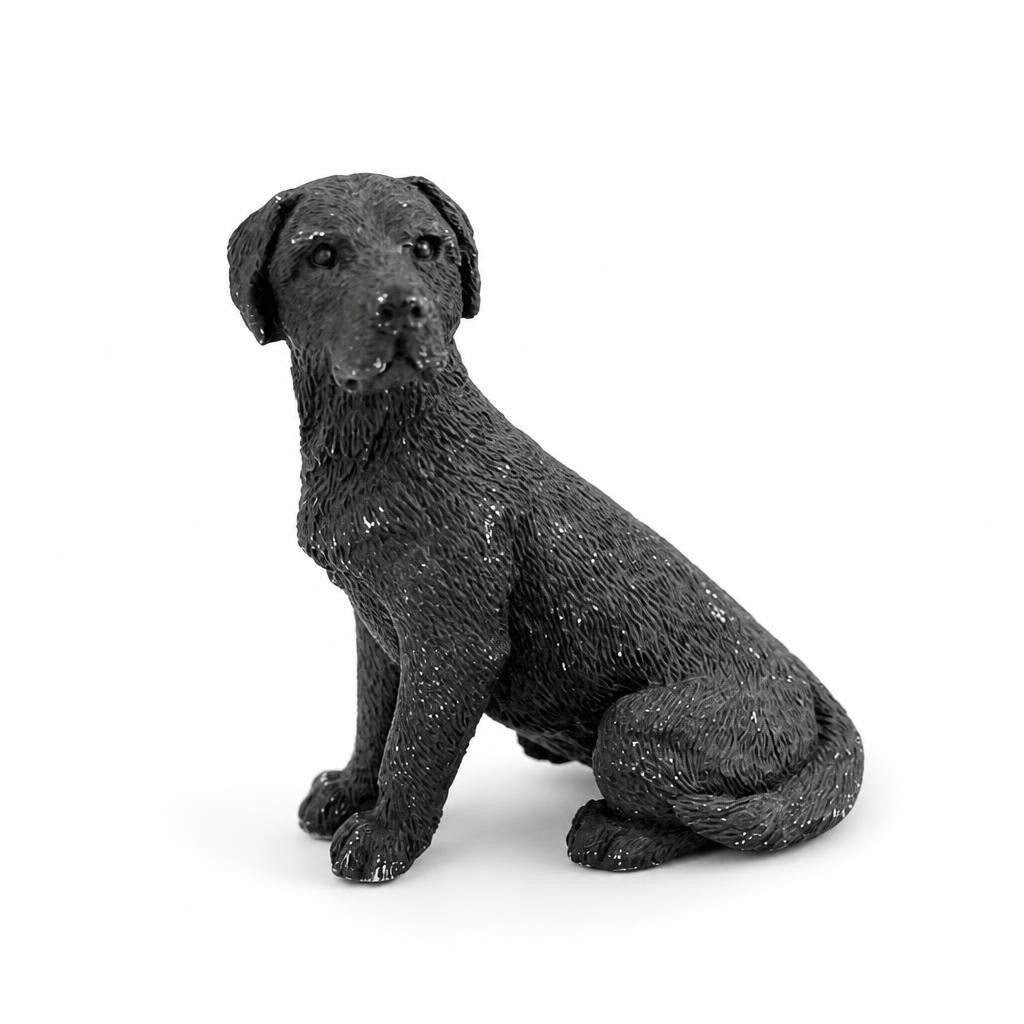 Black Labrador sitting resin dog figurine - white studio shot, second-hand at Why Go Less, Dekwaneh, Lebanon