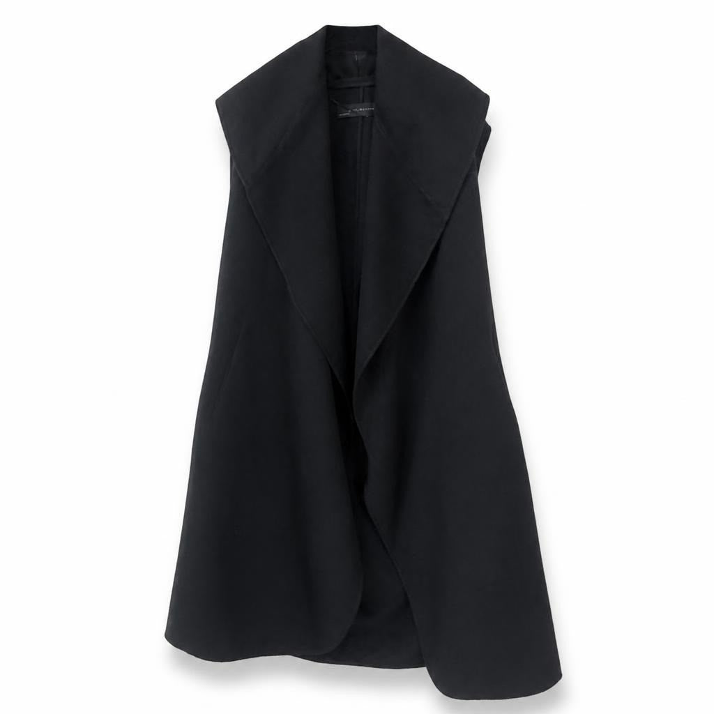 Zara Black sleeveless open-front longline vest coat - white studio shot, second-hand at Why Go Less, Dekwaneh, Lebanon