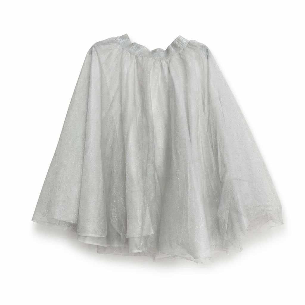 White glitter tulle midi skirt, layered - white studio shot, second-hand at Why Go Less, Dekwaneh, Lebanon