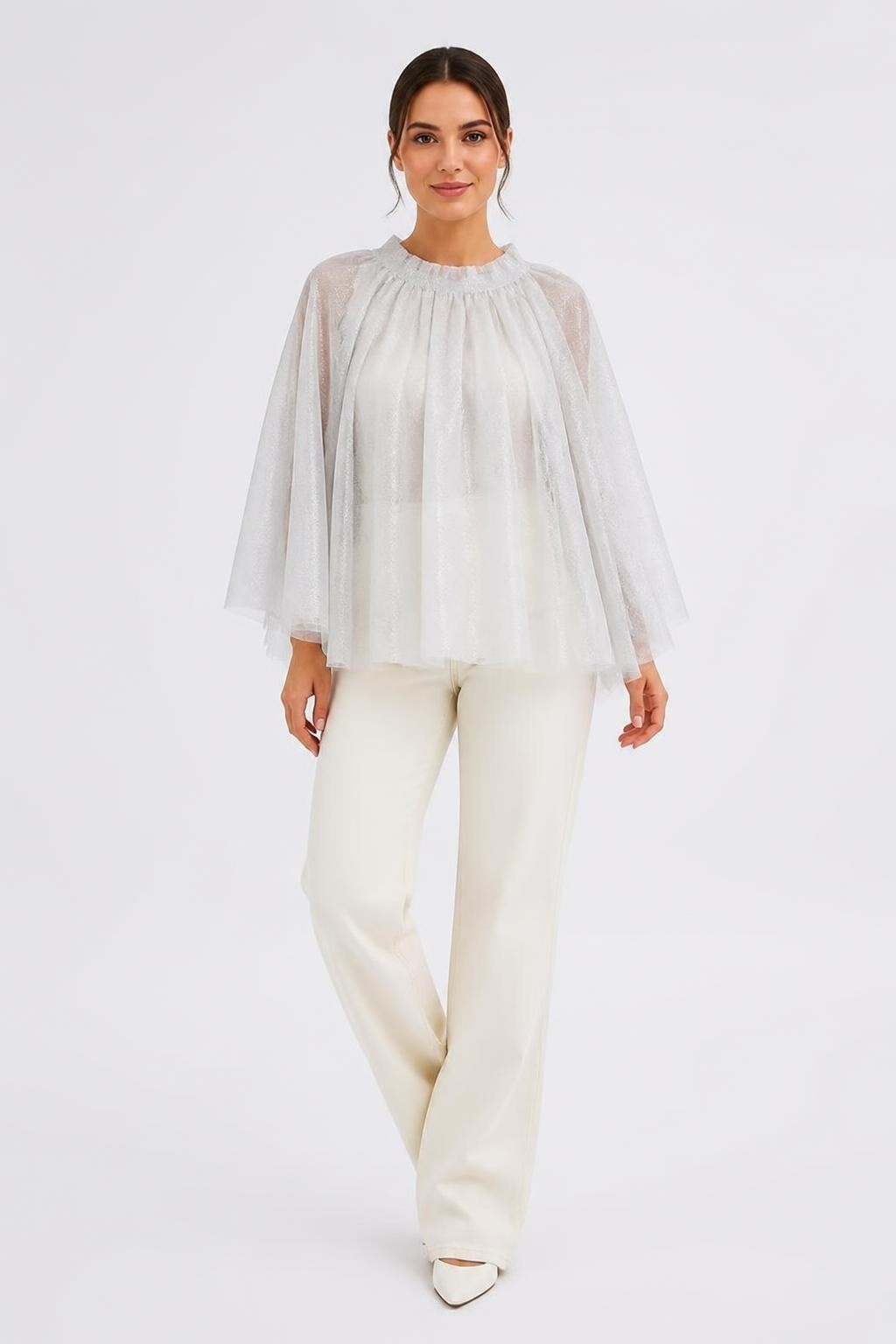 White glitter tulle midi skirt, layered | Pre-Loved | Why Go Less