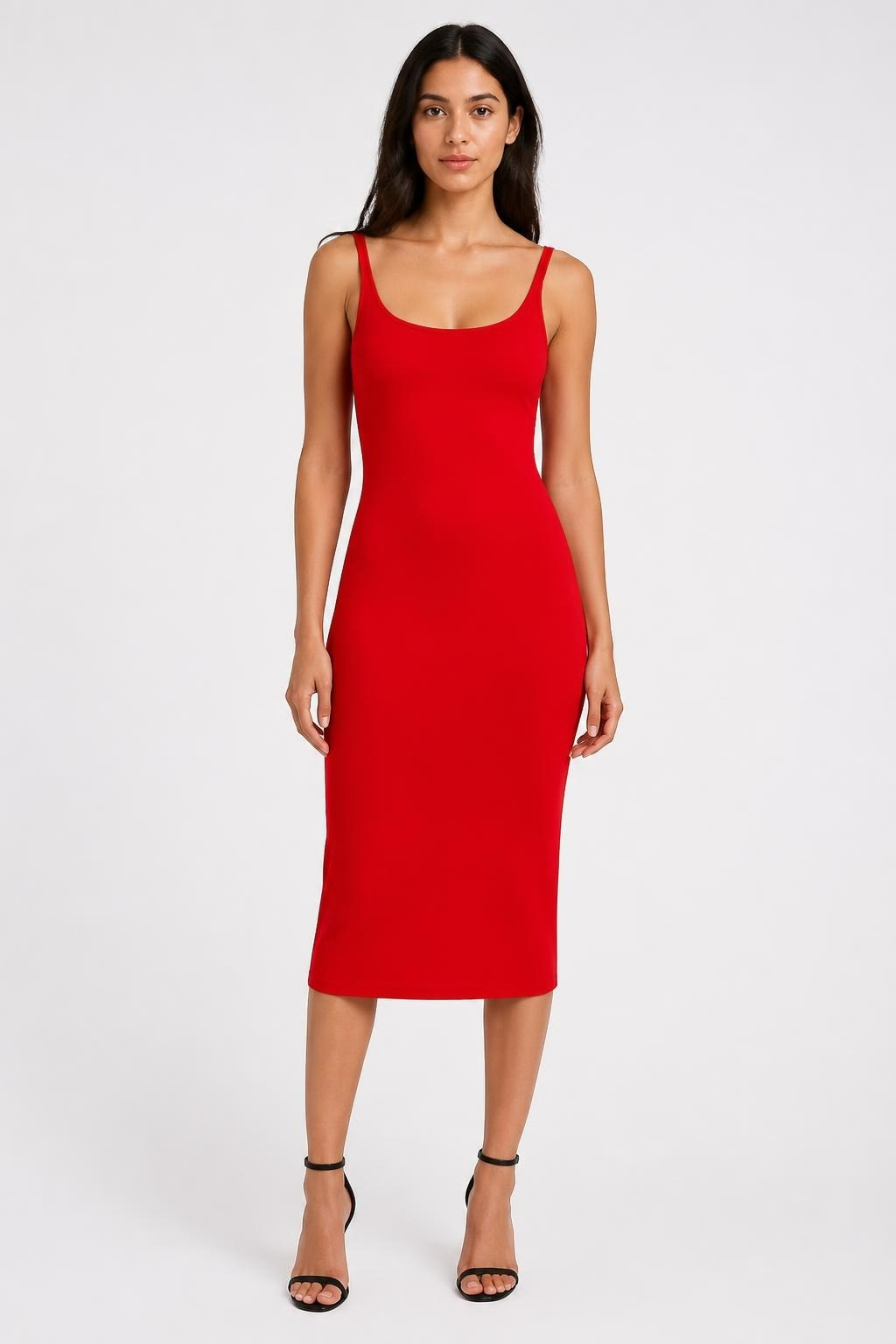 Red Bodycon Midi Sleeveless Dress | Pre-Loved | Why Go Less