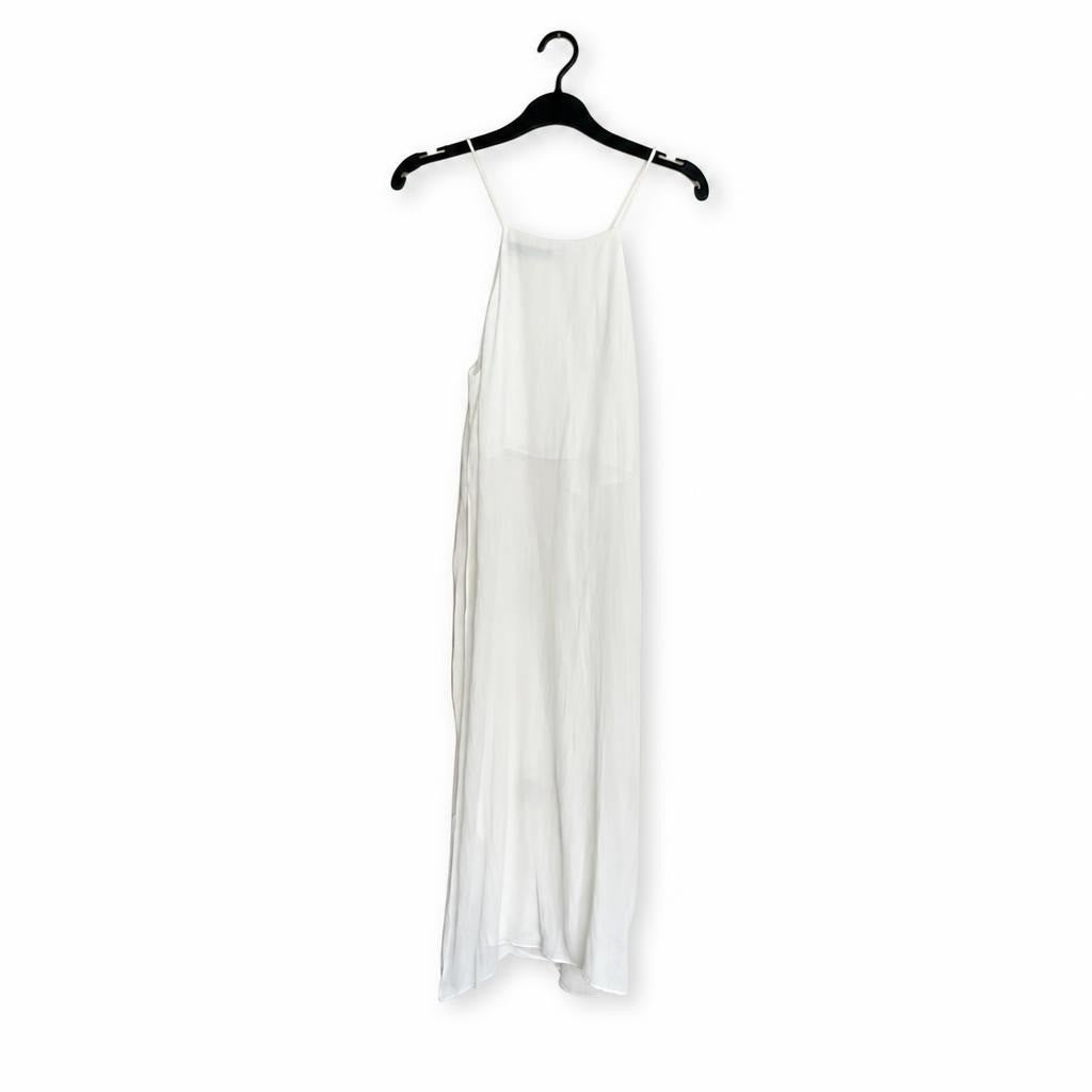 White Sheer Spaghetti Strap Midi Dress - white studio shot, second-hand at Why Go Less, Dekwaneh, Lebanon