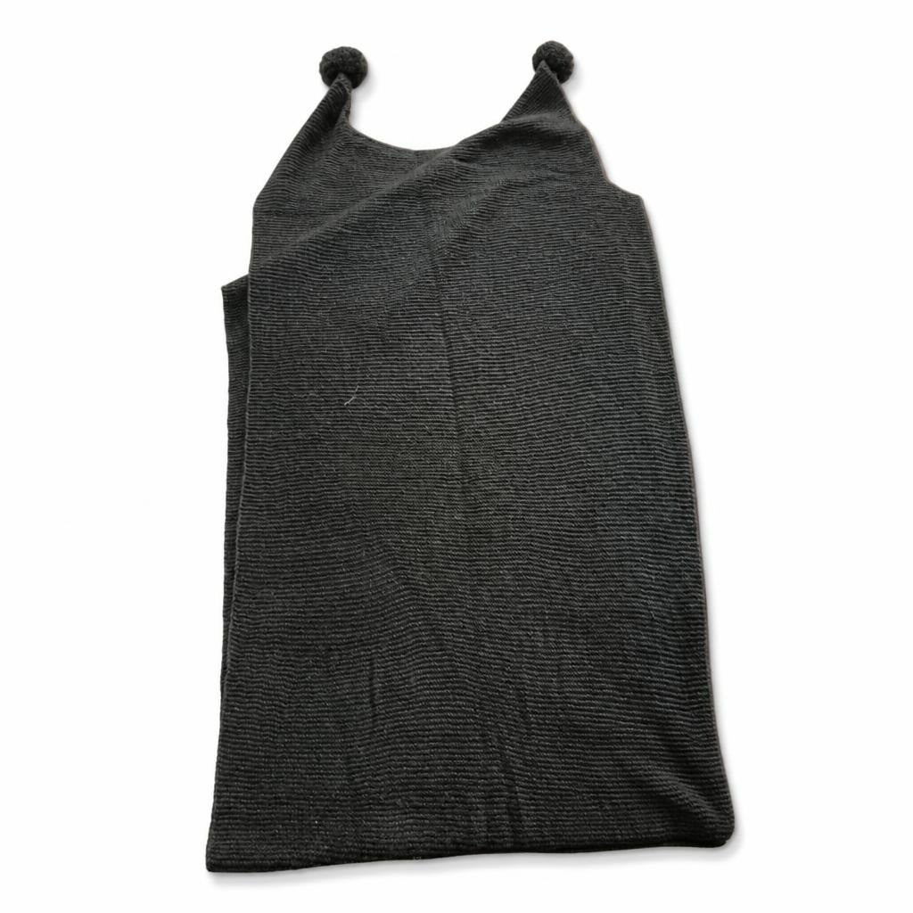 Black knit ribbed sleeveless top with knot - white studio shot, second-hand at Why Go Less, Dekwaneh, Lebanon