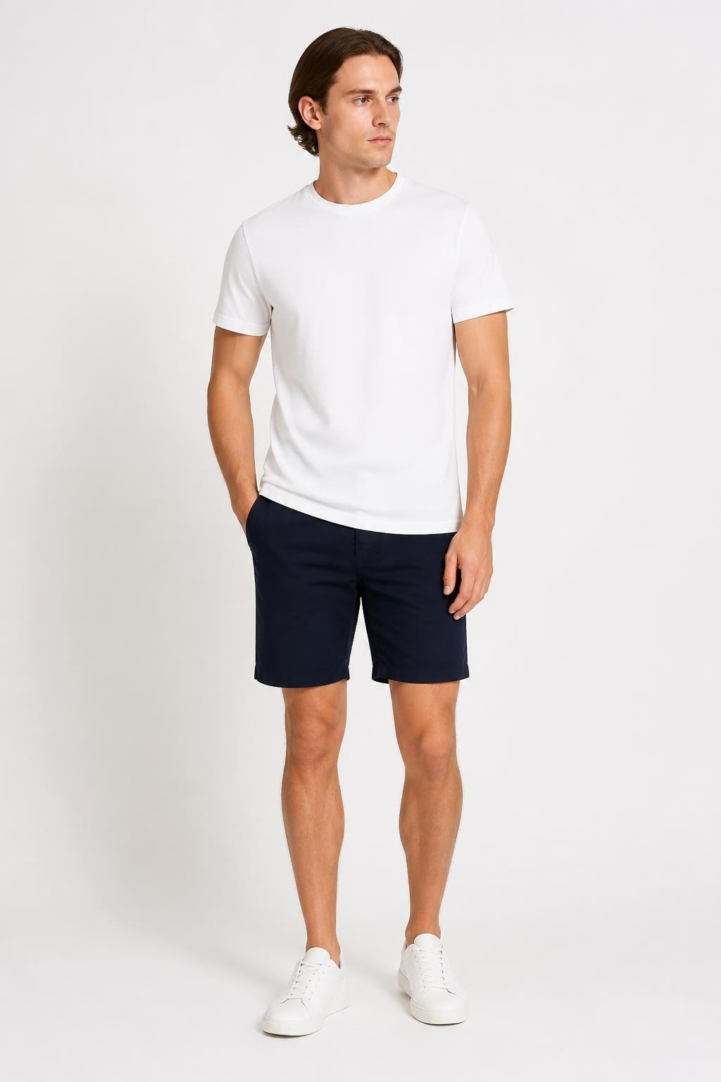 Navy blue chino shorts men casual | Pre-Loved | Why Go Less-1