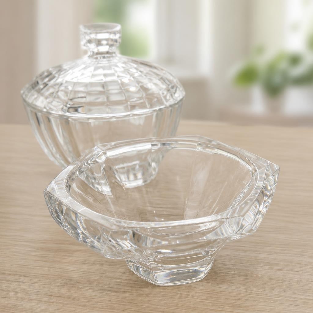 Clear crystal glass sugar bowl with lid | Pre-Loved | Why Go Less