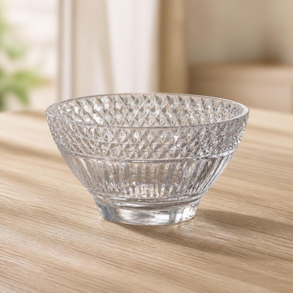 Clear diamond-cut crystal glass serving bowl | Pre-Loved | Why Go Less