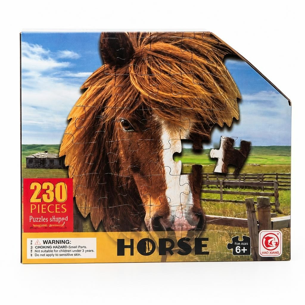 Hao Xiang Horse 230-Piece Shaped Jigsaw Puzzle 6+ - white studio shot, second-hand at Why Go Less, Dekwaneh, Lebanon