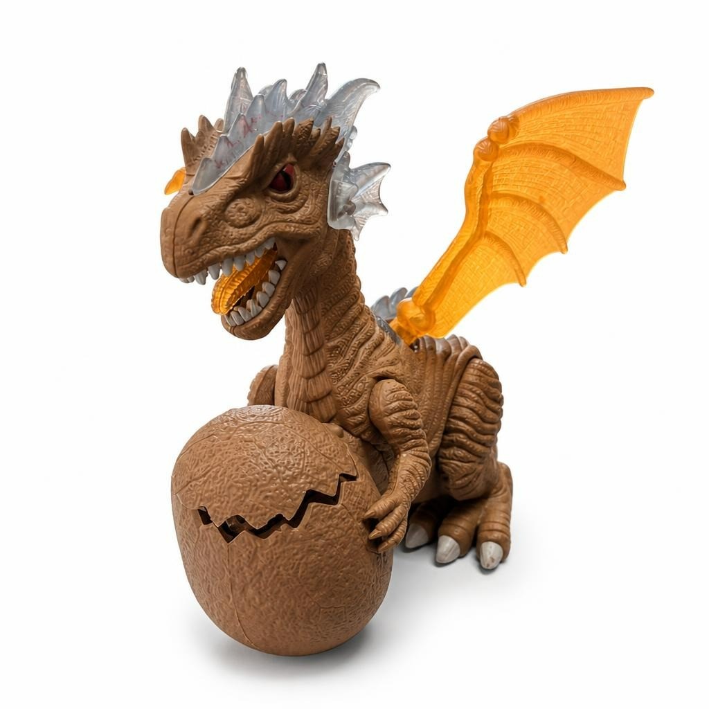 Dragon Hatching Egg Figure Toy, Brown, Large - white studio shot, second-hand at Why Go Less, Dekwaneh, Lebanon