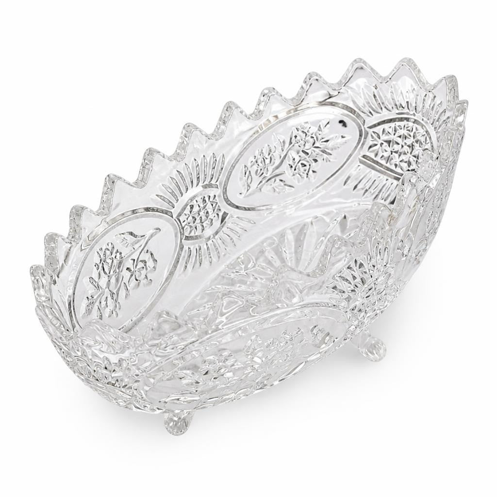 Grande coupe décorative en cristal taillé, motif floral | Seconde main | Pourquoi chercher moins bien