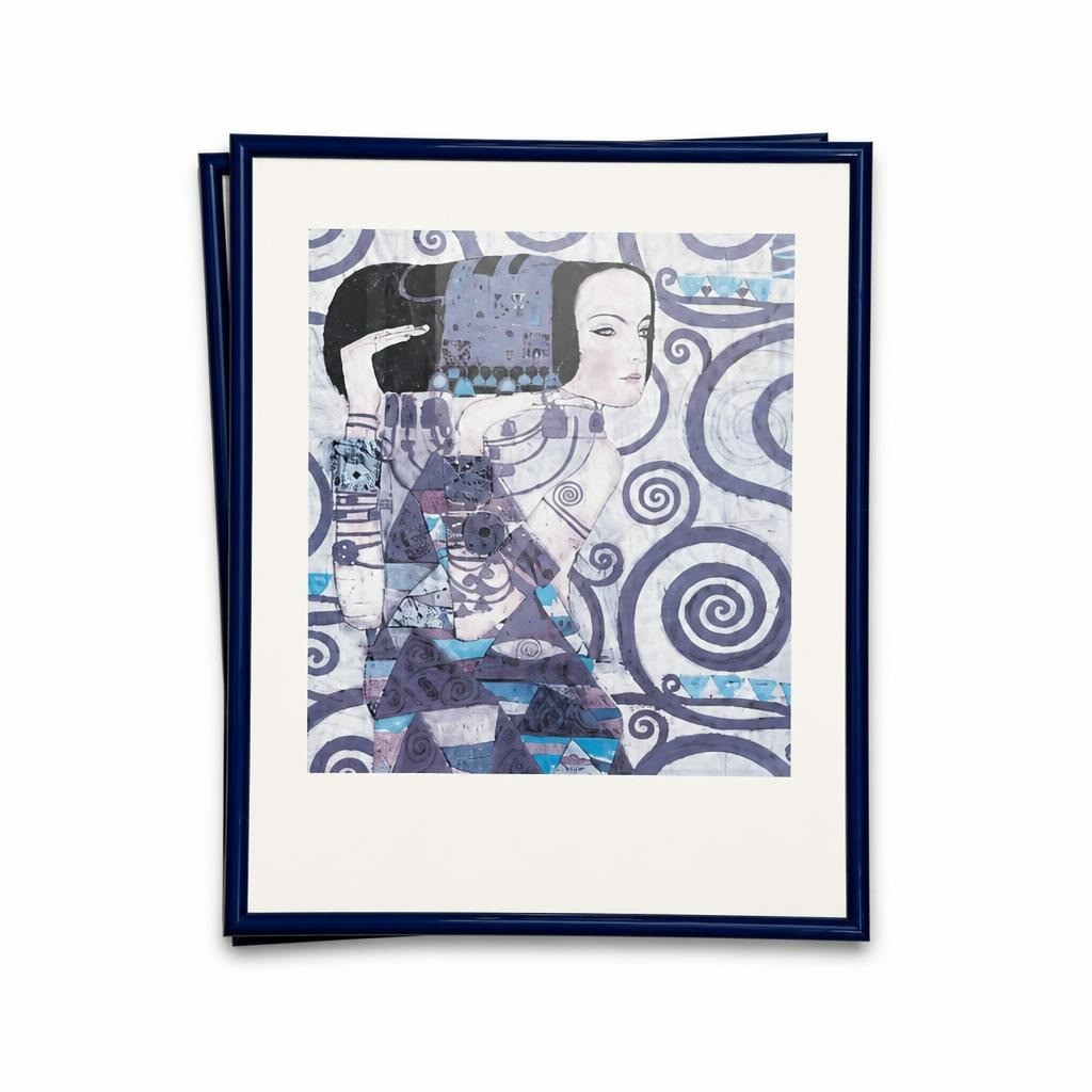 Gustav Klimt framed art print in blue frame