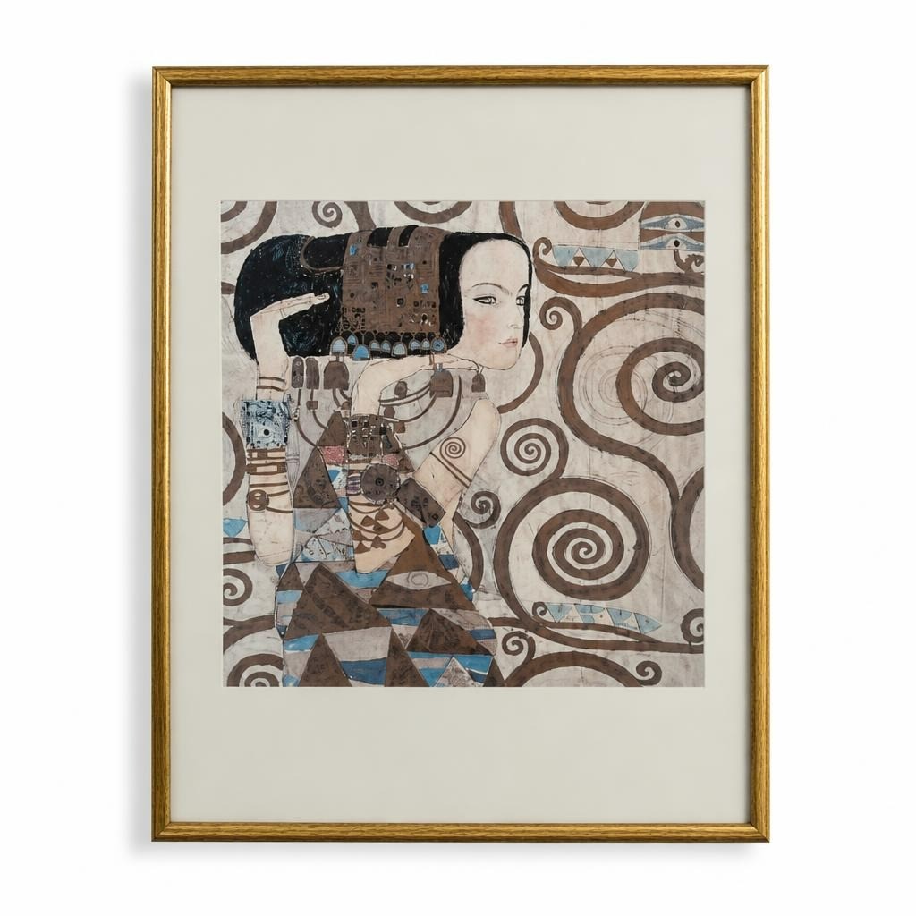 Gustav Klimt framed art print in large gold frame