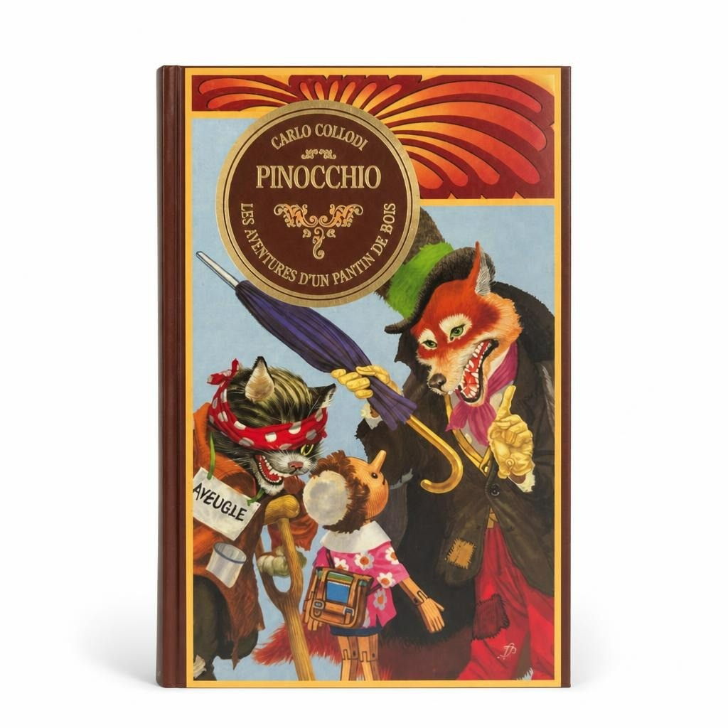 Carlo Collodi Pinocchio French hardcover illustrated book - white studio shot, second-hand at Why Go Less, Dekwaneh, Lebanon