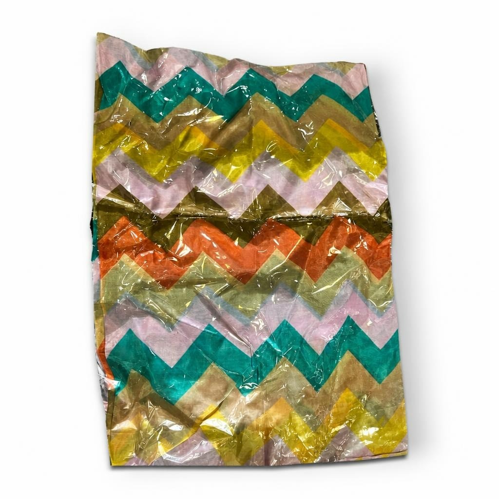 Multicolor chevron zigzag scarf, one size - white studio shot, second-hand at Why Go Less, Dekwaneh, Lebanon