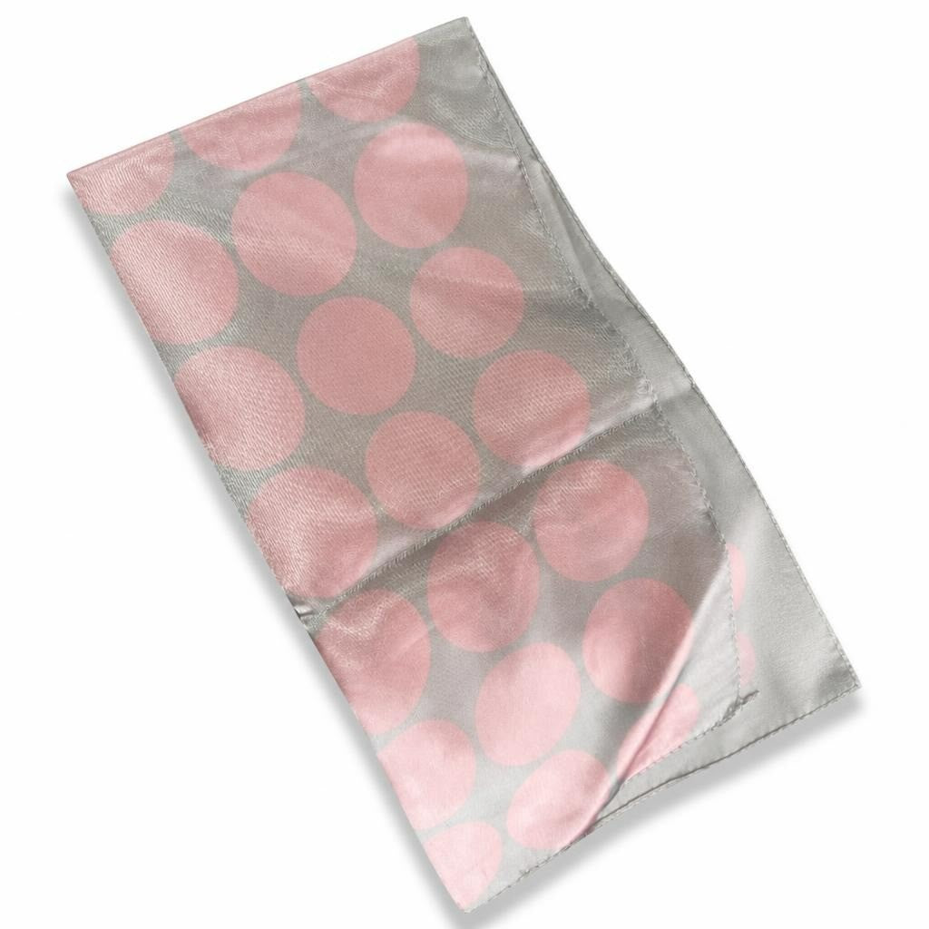 Gray & Pink Polka Dot Sheer Scarf/Wrap - white studio shot, second-hand at Why Go Less, Dekwaneh, Lebanon