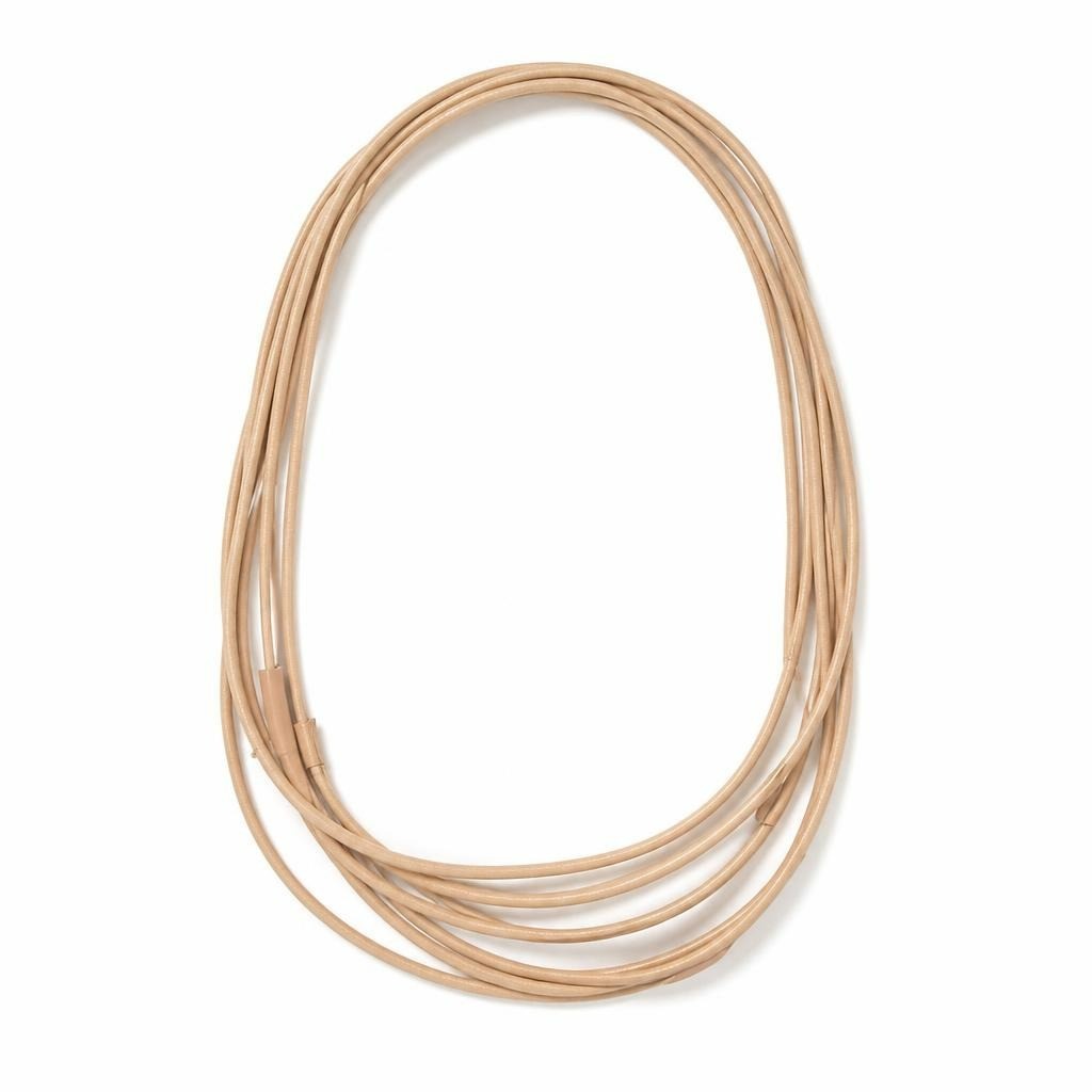 Multi-Strand Nude/Gold Thin Cord Necklace - white studio shot, second-hand at Why Go Less, Dekwaneh, Lebanon